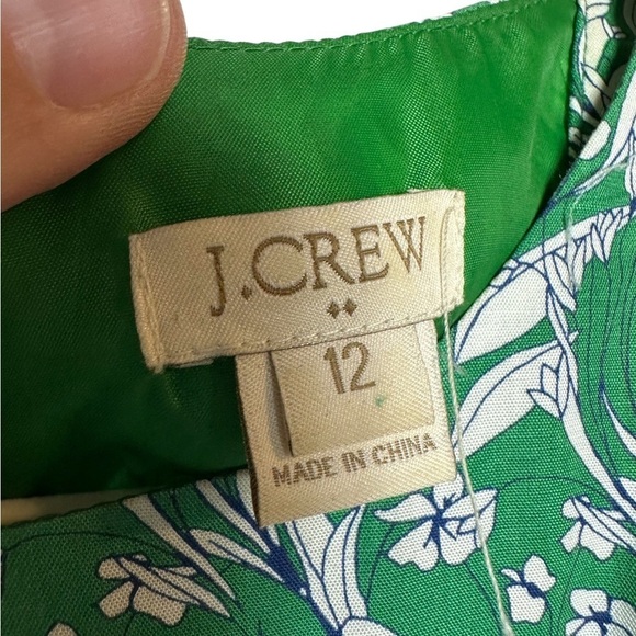 J Crew Factory Fit and Flare Kelly Green with White Flower Sleeveless Size 12 - Picture 8 of 10